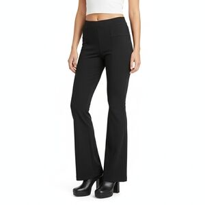 Elaine Kim Large Black Pants Flare Leg High Rise Tech Stretch Slimming Trousers